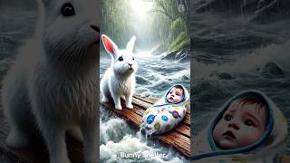 Rabbit saves baby floating in water 🐰 #RabbitRescue #CuteAnimals #animalrescueindia #cartoon