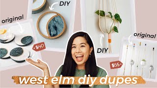 WEST ELM HOME DECOR DUPES *DIY FOR LESS* | EASY Macrame Plant Hanger + Concrete Marble Moon Coaster