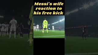 Messi's wife reaction to his free kick PSG vs Marseille 1 - 0