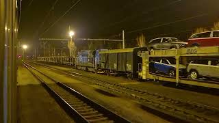 An evening departure from Týniště nad Orlicí station in Czechia