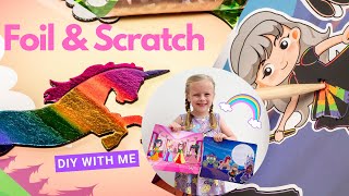 Foil & Scratch Unicorn & Princess Art - watch how to foil #kidscrafts #art #diy #toddleractivities