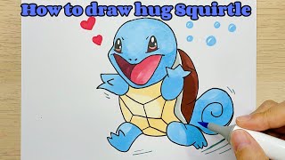 How to Draw Squirtle (傑尼龜/ゼニガメ) from Pokemon with Colorful Markers - Easy and Fun for kids