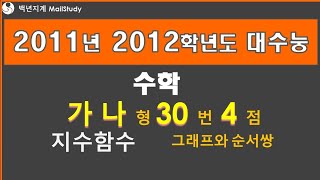 2011년 2012학년도 고3 대수능 수학 가형 나형 30번 4점 지수함수 그래프와 순서쌍 41번