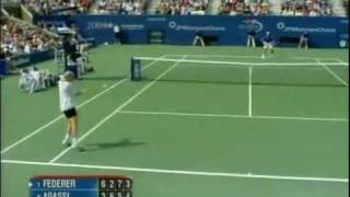 Federer VS Agassi - US Open 2004 QF Highlights (HD)