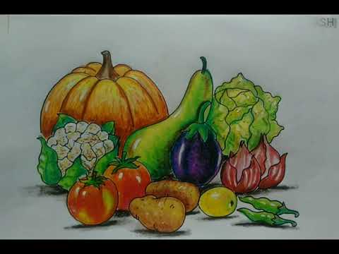 Still Life Drawing (Vegetables Drawings) - YouTube