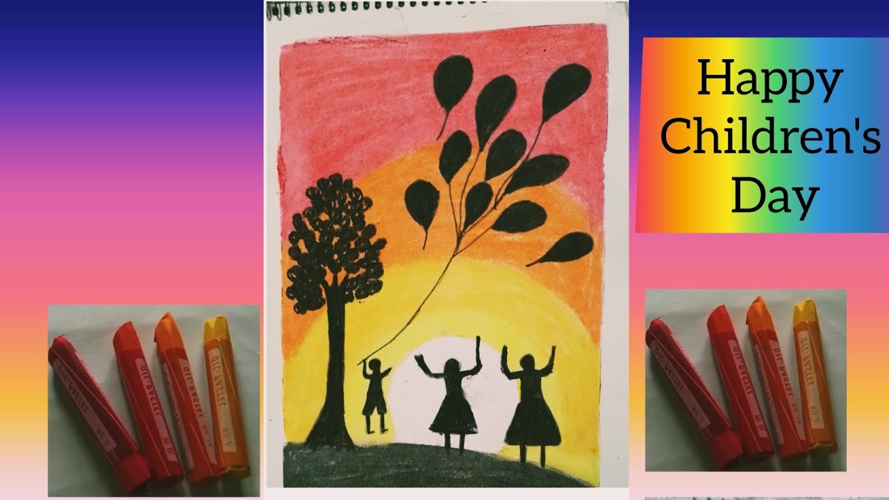 Children's Day Special Oil Pastel Drawing/Children's Day Drawing ...