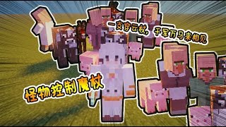 我的世界Minecraft：集齐六种法杖，控制百人大军，怪物和村民还能一起生活