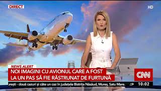 Momentul în care un avion a fost la un pas să fie răsturnat de furtună, pe Aeroportul din Oradea