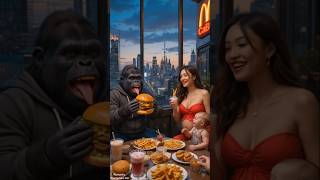 Gorilla enjoy in McDonald's!💖🦍