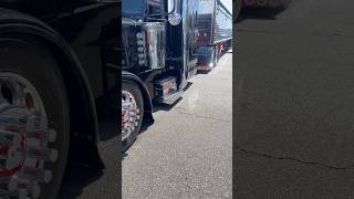 Black n Red Peterbilt 389 flat top with matching hopper bottom