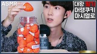 ASMR 대왕 딸기 머랭 마쉬멜로우 사탕 리얼사운드 먹방 Giant Strawberry marshmallow Real sounds Mukbang social Eating Show