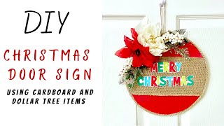 DIY Christmas Door Sign | With Cardboard and dollar tree items