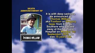 Thomas William ~ Short Obituary
