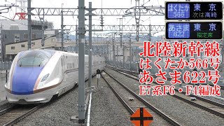 北陸新幹線E7系 はくたか566号＆あさま622号 F6・F4編成 210614 JR Hokuriku Shinkansen Nagano Sta.