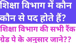 शिक्षा विभाग में कौन कौन से पद होते हैं? ranks in state education department शिक्षा विभाग में पदक्रम