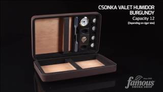 Csonka Valet Burgundy Humidor - Famous Smoke Shop