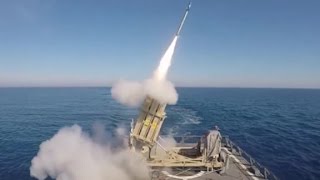 See rocket launcher intercept missile from moving ship