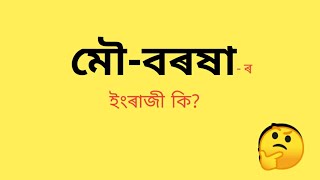 মৌ-বৰষা ৰ ইংৰাজী কি? || Assamese to English vocabulary || word's meaning