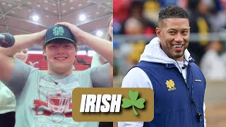 🚨The moment Tyler Merrill committed to Notre Dame ☘️ Top-100 OL recruit picks the Fighting Irish