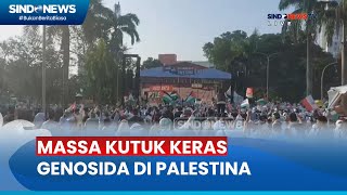 Massa Berkumpul di Halaman DPRD Sumsel, Bawa Atribut Bendera Palestina - Sindo Sore 09/06