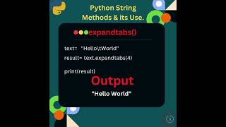 Exploring Python String Methods 'expandtabs()' #python #coding #interview #pythontutorial