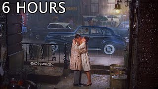 1940s Kissing in the rain - Romantic Oldies music from another room, calming rain sounds, no thunder
