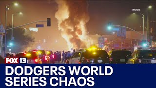 Chaos in Downtown LA after Dodgers World Series win