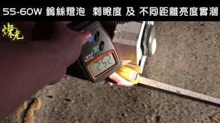 燦光宅測試｜ 55 60W 鎢絲燈泡  刺眼度及不同距離亮度測試