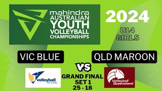 GFinal | VIC Blue vs Qld Maroon | U14G 2024 AYVC (3-0) | Set 1 (25-18)