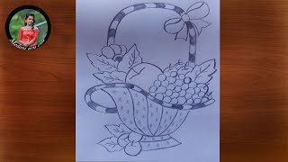 Fruit Basket Drawing // How to Draw Fruit Basket Easy Step by Step //medani arts croe