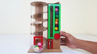 How to Make Gumball Vending Machine using Cardboard at Home - home crafts