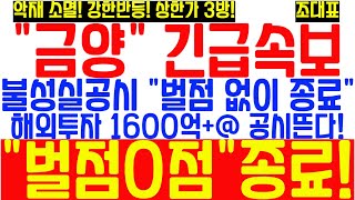 [#금양 악재 끝] \