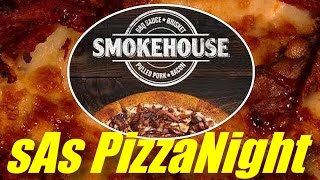 sAs PizzaNight: Little  Caesars Smokehouse BBQ Brisket, Pulled Pork \u0026 Bacon Pizza