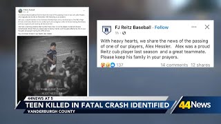 Coroner identifies 14-year-old killed in Vanderburgh County crash