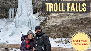 [4K] Troll Falls | Frozen Water Fall | Must Do | 1 Hike - 3 Falls | Kids Friendly Hike in Kananaskis