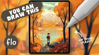 You Can Draw This Fall Landscape with a Boy in PROCREATE - Step by Step Procreate Tutorial