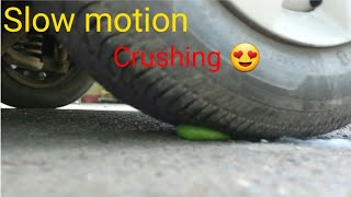 Slow motion on crushing a lemon under the tyre | Old Indian Tradition