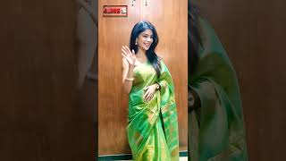 நடிகை பவித்ரா லட்சுமி 💚💚 #pavithralakshmi #cookwithcomali #tamilcinema #actress_new_video #saree #vj