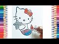 Mermaid Hello Kitty draw and colouring/how to draw cute kitty