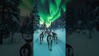 Cute reindeer in the Northern Lights 🦌🌈😍 #shorts #reindeer #funny #funnyshorts