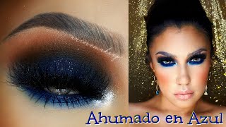 Ahumado en AZULES / BLUE NAVY smokey eye makeup tutorial| auroramakeup