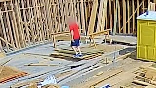 Thief caught on camera at construction site