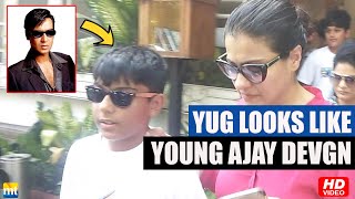 Yug looks like Young Ajay Devgn spotting sunglasses post lunch with mom Kajol