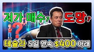 5연속 하락으로 $400 돌파 ! 테슬라 저가 매수라 생각하고 사야하나? 아니면 도망가야 하나?!