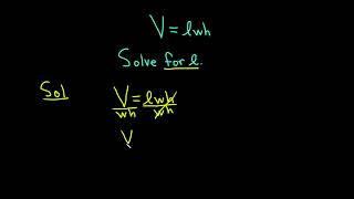 Solve Rectangular Prism Equation V = lwh for the Length l