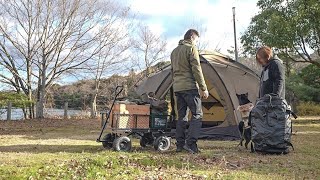 New Year's Eve camping by the pond with my dog ​​in strong winds