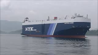 2021年6月14日 NYK 自動車運搬船 KARIYUSHI LEADER　因島大橋を通過