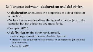 C programming: Difference between declaration and definition #cprogramming