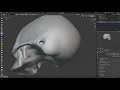 holding a skull sculpting timelapse blender