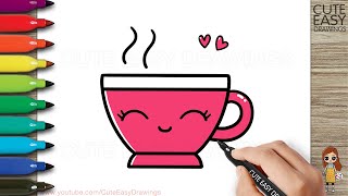 How to Draw a Tea Cup | Cute Tea Cup Drawing Easy